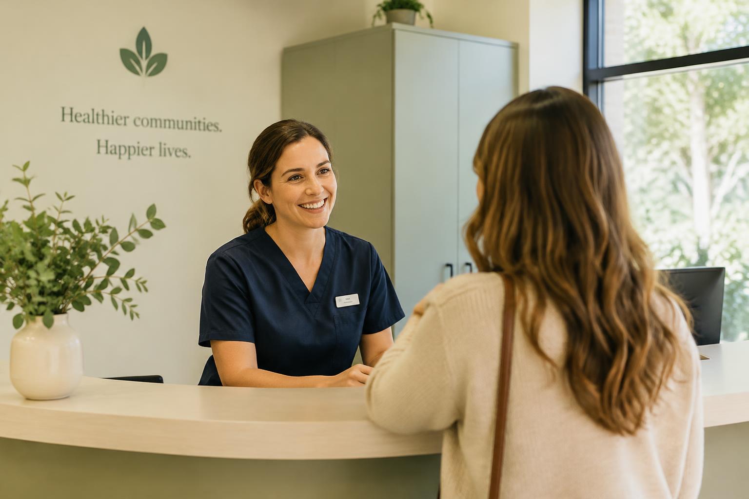 Welcoming clinic reception desk